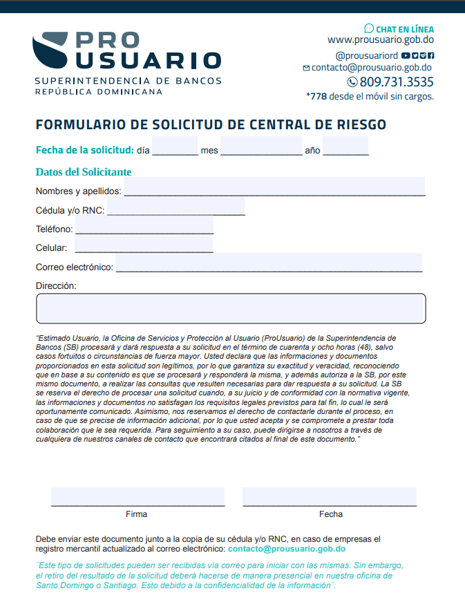 Formulario Consulta Crediticia